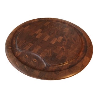 1970s Large Vintage Danish Modern Round Cutting Board Tray Designed by Jens Harald Quistgaard for Dansk For Sale