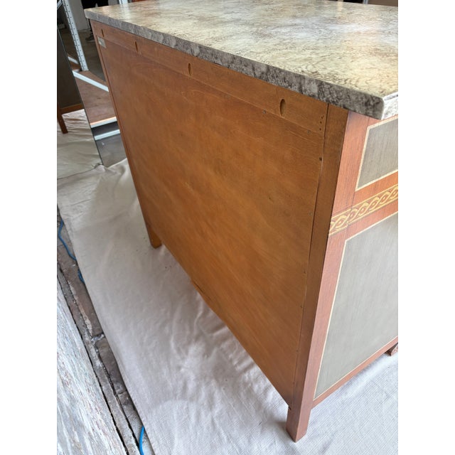 Vintage Drexel Heritage Hand-Painted Neoclassical Dresser With Faux Stone Top For Sale - Image 13 of 16