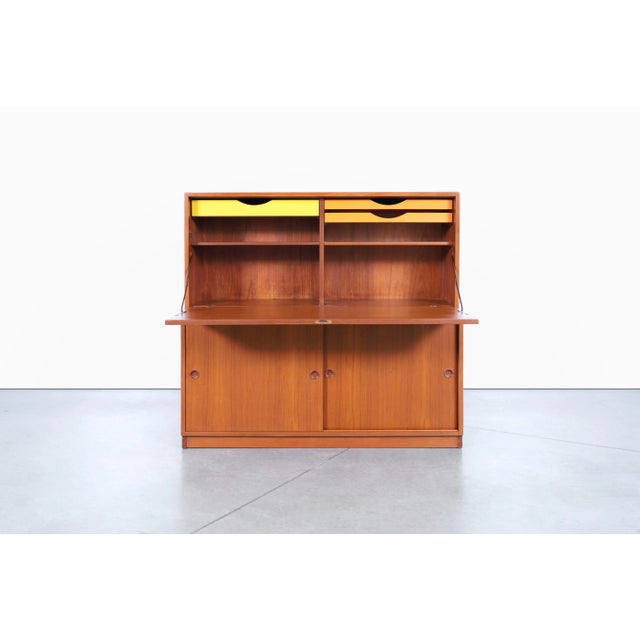 Mid-Century Modern Two-Piece Teak Secretary Cabinet / Desk by Borge Mogensen For Sale - Image 10 of 12