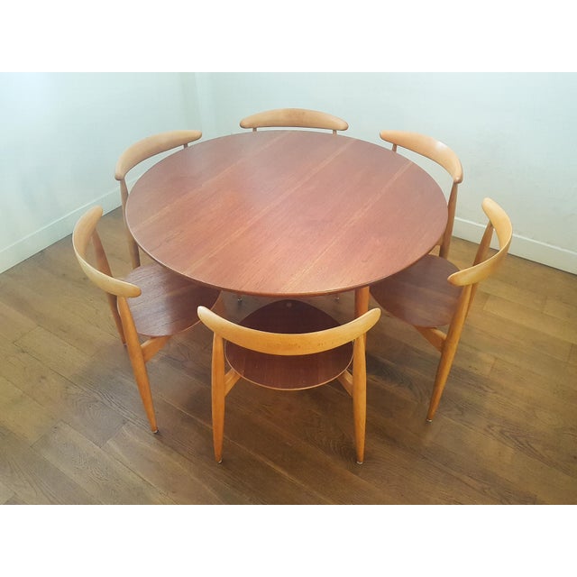 Heart Dining Set by Hans Wegner for Fritz Hansen, 1950s, Set of 7 For Sale - Image 15 of 15