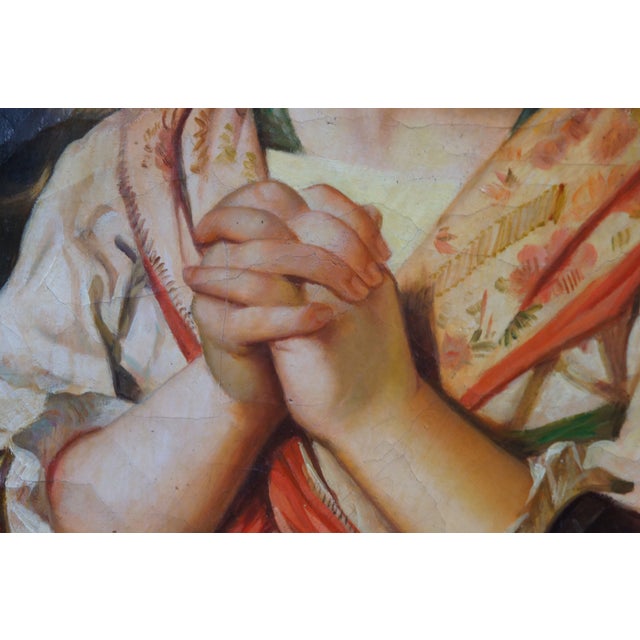 Late 20th Century Kalina Oksana 'The Girl Entreaty' Portrait Painting Ornate Rococo Frame For Sale - Image 6 of 12