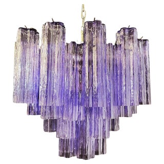 Murano Glass Tube Chandelier with 36 Amethyst Glass Tube, 1990s For Sale