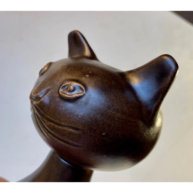 Scandinavian Glazed Ceramic Cat Vase by Bjerre, 1970s For Sale - Image 3 of 11