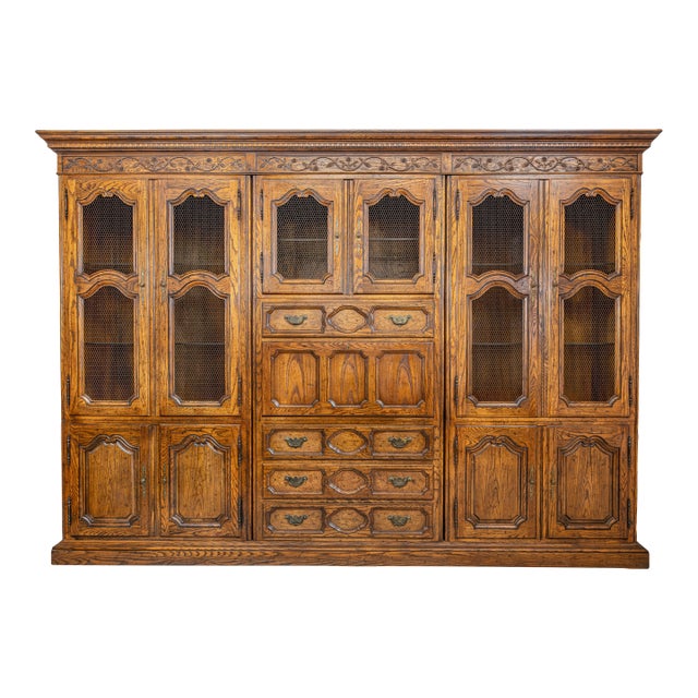 1960s Milling Road by Baker Furniture Breakfront China Cabinet With Secretary Desk – 119” W For Sale