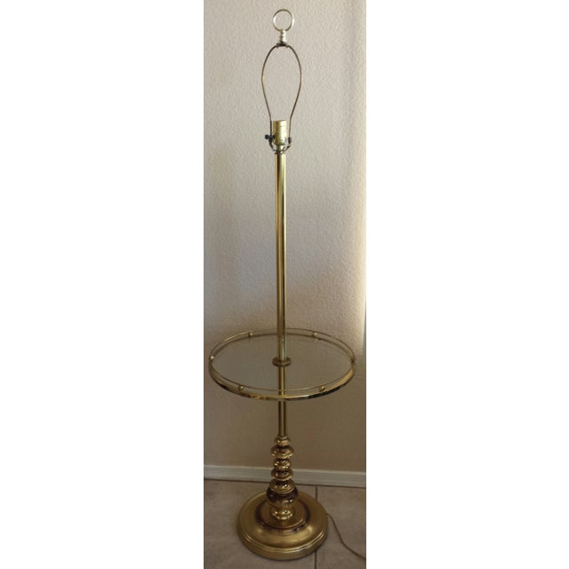 MidCentury Stiffel Brass & Glass Shelf Floor Lamp Chairish