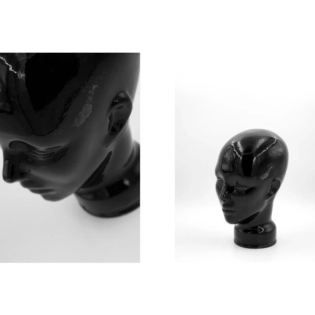 Mid-Century Modern Black Glass Head, 1970s For Sale - Image 3 of 6