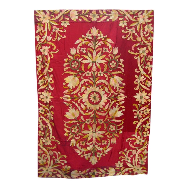 18th Century Large Silk Italian Silk and Gold Embroidery Tapestry For Sale