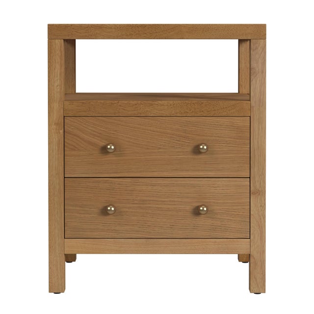 Spritely Home Accent Furniture Nora 21 in. W Rectangular Wood 2 Drawer Nightstand with Open Shelf, Light Natural For Sale - Image 4 of 8