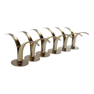 Set of Six Swedish Modern Brass 'Liljan' Candleholders by Ivar Ålenius Björk