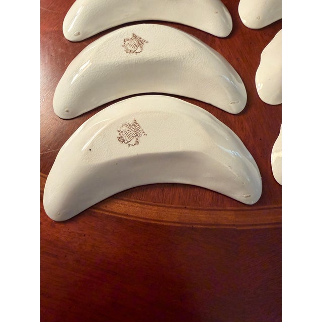 Late 19th Century Antique J & E Mayer Semi Vitreous China Crescent Bone Plates 1881-1899 - Set of 6 For Sale - Image 5 of 15