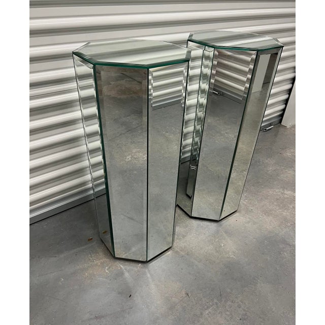 1980s Postmodern Mirrored Octagon Pedestals a Pair Chairish