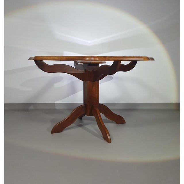 Octagonal Oak Dining Table with Inlaid Glass Top For Sale - Image 3 of 18