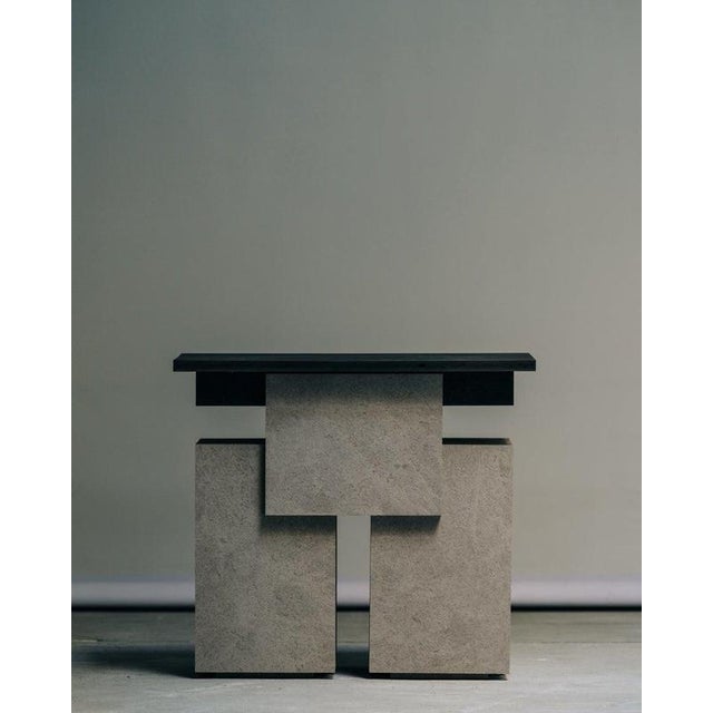 Matek space invader side table in recycled composite by project materia. Designed by filippo andrighetto. Dimensions: w 51...