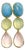 Bochic “Orient” Pink Quartz, Turquoise & Peridot Earrings Set 18K Gold & Silver, 2 pieces For Sale
