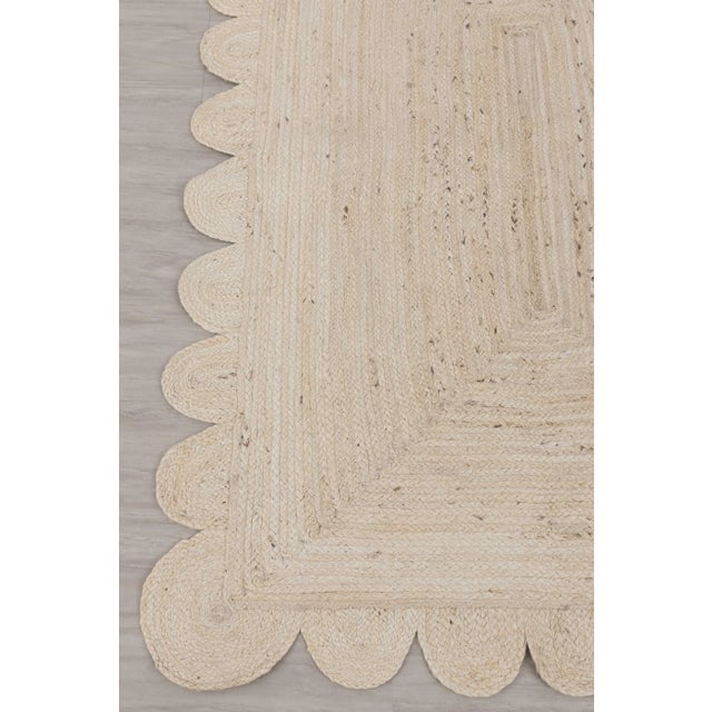 Modern Natural White Jute Scallop Hand Made Rug - 10x14' For Sale - Image 3 of 3