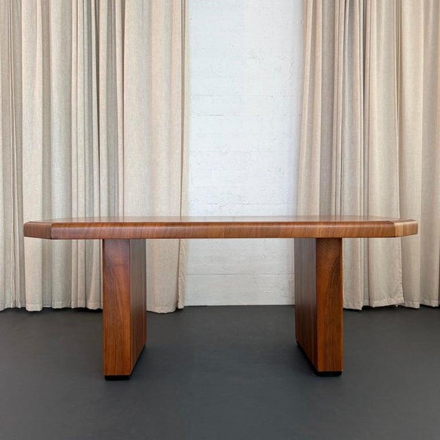 1930s Antique Art Deco Octagonal Burl Walnut Pedestal Dining Table For Sale - Image 5 of 14