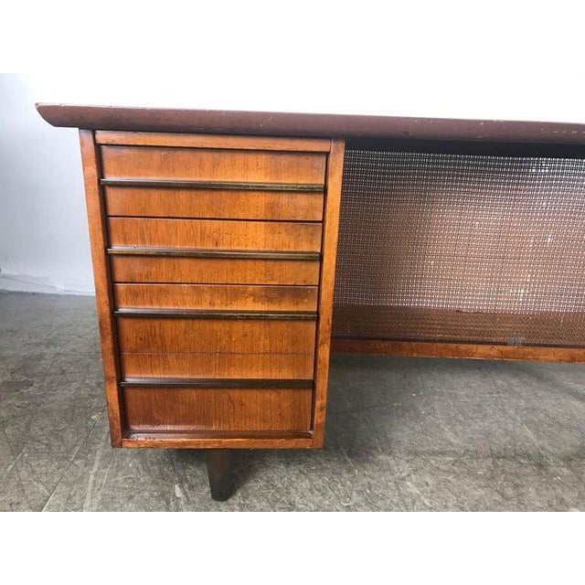 Mid-Century Half Oval Shaled Partners Desk by Miller Desk & Safe Co. For Sale In Louisville - Image 6 of 10