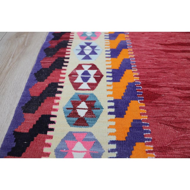 1980s 1980s Tribal Style Handmade Red Oushak Kilim Rug For Sale - Image 5 of 11