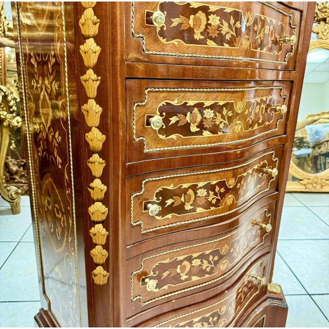 Wood Chiffonier Napoleon III Style Commode Boullé Style Marble Topped For Sale - Image 7 of 9