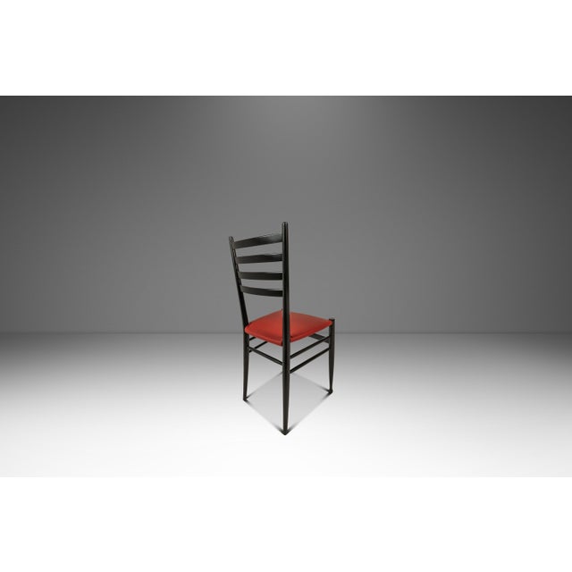 Set of Six (12 Available) Mid-Century Italian Modern Dining Chairs W/ New Vinyl Upholstery Designed After Gio Ponti, Italy, C. 1960's For Sale - Image 9 of 18