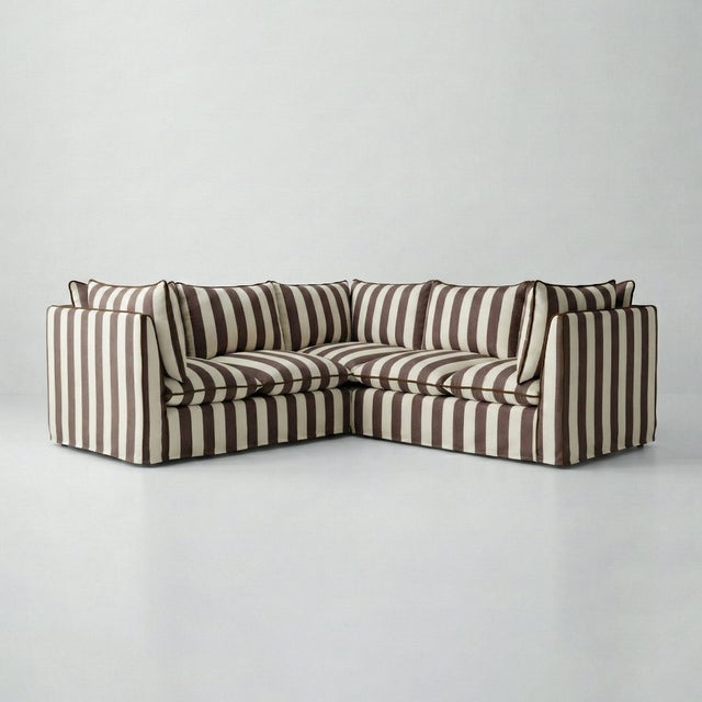 Not Yet Made - Made To Order Sophie Conran Coco 3x3 Sectional Sofa - Chocolate Stripes with Knife Edge Cushion For Sale - Image 5 of 5