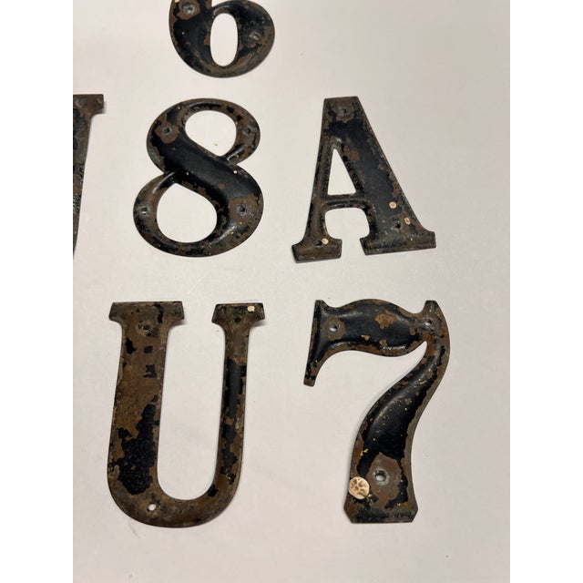 Vintage French Metal Letters and Numbers Set/7 For Sale - Image 4 of 5