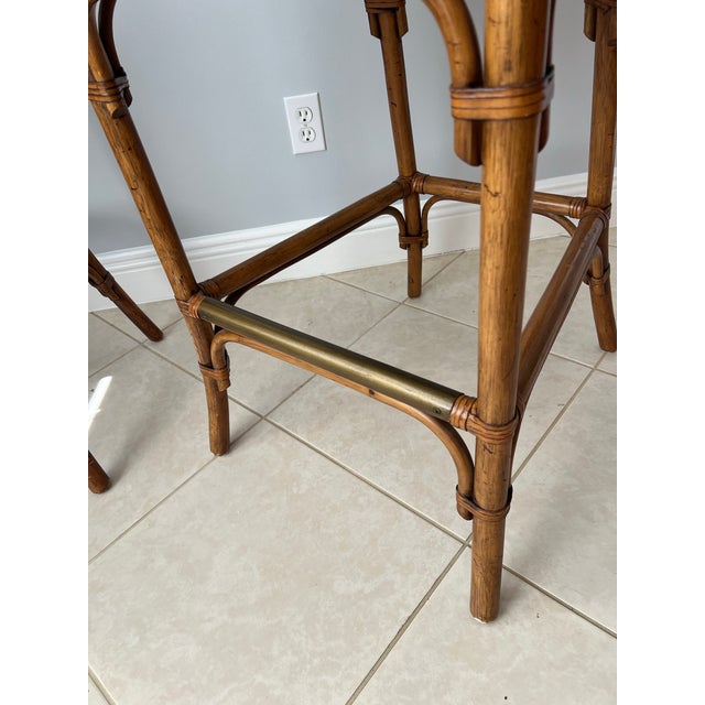Wood Pair of Mid 20th Century McGuire Style Bamboo Stools - 2 For Sale - Image 7 of 7