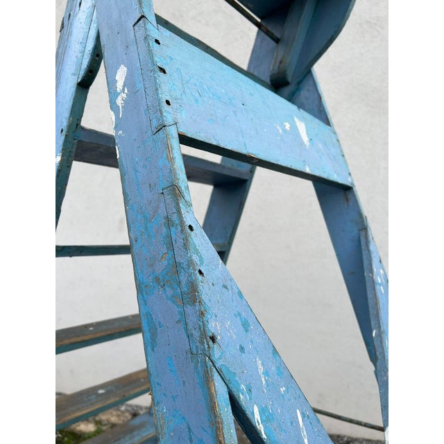 French Blue Painted Step Ladder, 1940s For Sale - Image 13 of 18