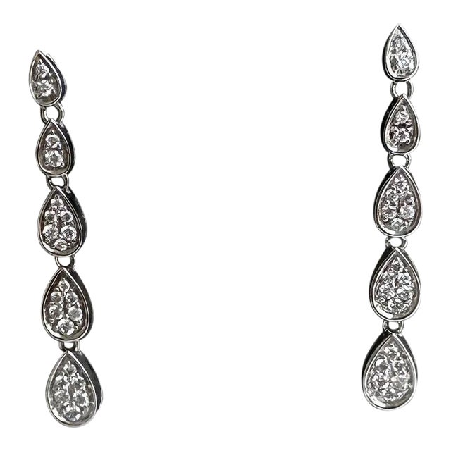 Exquisite 0.50ctw Natural Diamond Drop Earrings in 10kt White Gold, Gh Si, New, A Pair For Sale