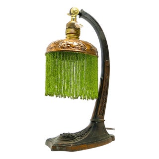 Metal Table Lamp with Floral Motifs, Austria-Hungary, Early 20th Century For Sale