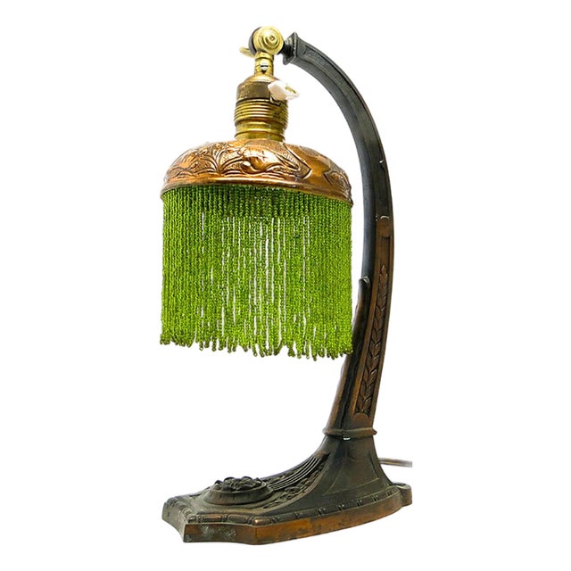 Metal Table Lamp with Floral Motifs, Austria-Hungary, Early 20th Century For Sale