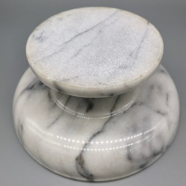White Vintage Marble Pedestal Compote For Sale - Image 8 of 8