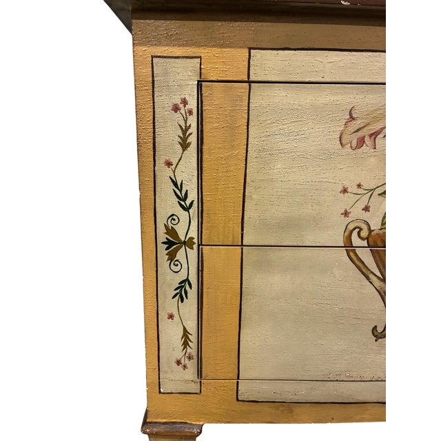 Vintage Hand-Painted Neoclassical Floral Urn Two-Drawer Accent Chest For Sale - Image 10 of 12