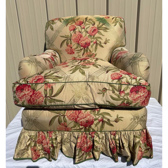 English Authentic George Smith English Roll Arm Club Chair & Ottoman – Handmade in England For Sale - Image 3 of 12