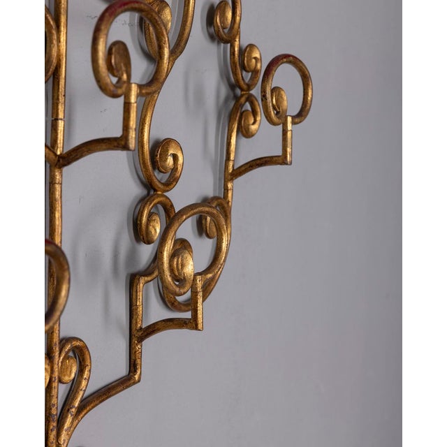 Vintage Italian Wall Coat Rack in Gilt Wrought Iron, 1950s For Sale - Image 10 of 14