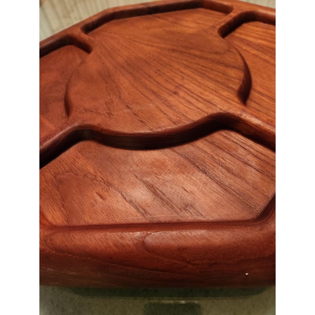 1970s 1970s Mid Century Modern Sculptural Solid Teak Swirl Platter Lazy Susan For Sale - Image 5 of 8