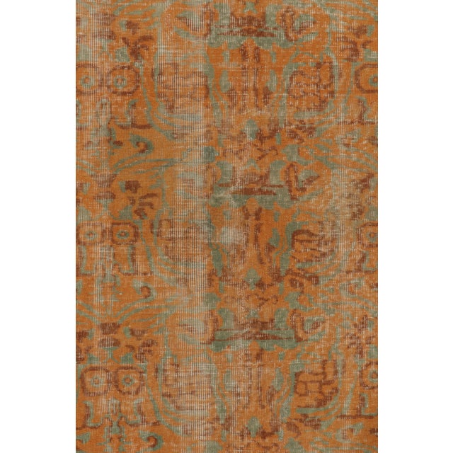1960s Vintage Distressed Rug in Orange, Brown and Teal Abstract Patterns For Sale In New York - Image 6 of 8