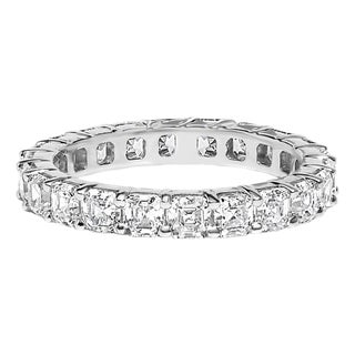 14K White Gold 2 1/3 Cttw Asscher Cut Lab Grown Diamond Eternity Band Ring (E-F Color, VS1-VS2 Clarity) - Ring - Size 5.5 For Sale
