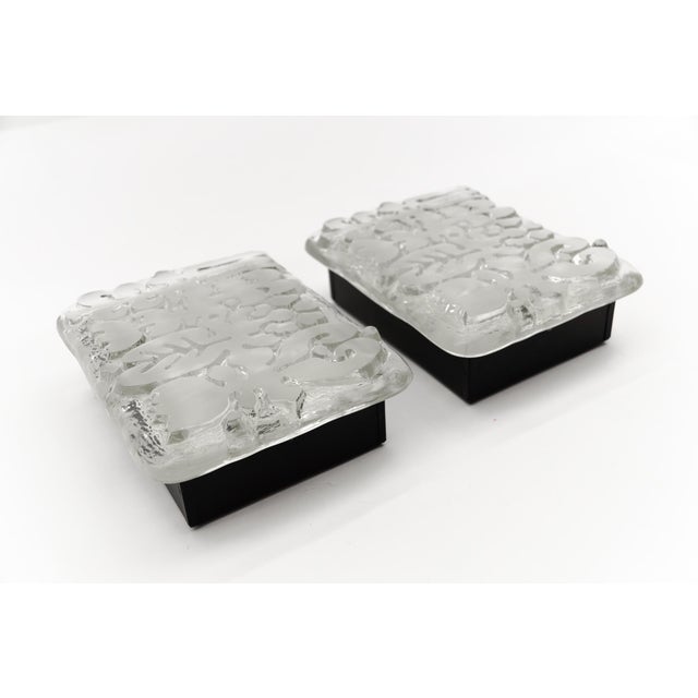 Mid-Century Modern Space Age Wall Lights in Satin Glass by Peill & Putzler, 1970s, Set of 2 For Sale - Image 3 of 14