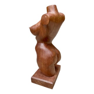 Vintage Hand Carved Wooden Torso Sculpture of a Female Unsigned For Sale