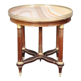 French Louis XVI Alabaster Bronze Mounted Center Table in the manner of Sormani For Sale