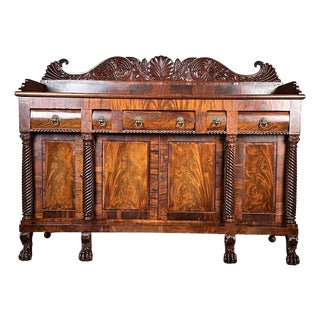 Antique American Empire Mahogany With Rosewood Edge Banding Sideboard Probably Philadelphia C. 1840 For Sale