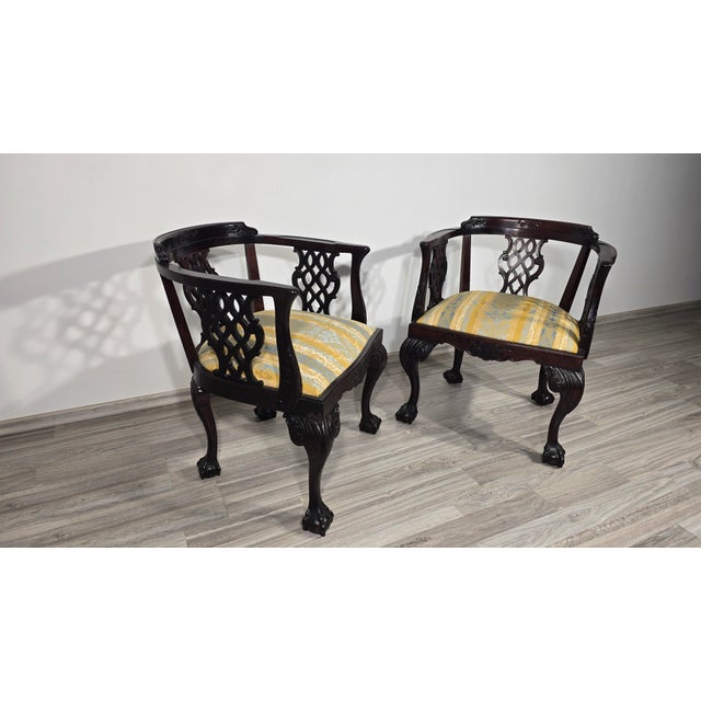 Vintage Chippendale Wooden Chairs, 1930s, Set of 2 For Sale - Image 12 of 17