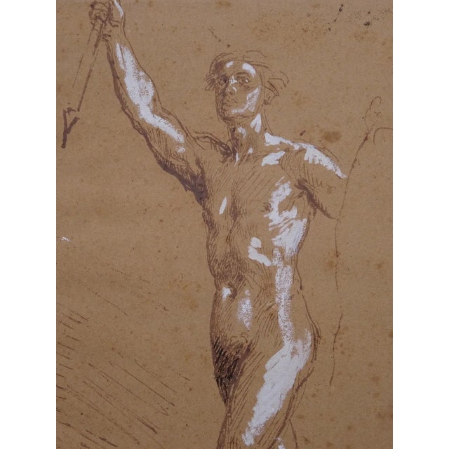 Théodore Chassériau, Preparatory Drawing, 1850s, Chalk & Pencil on Paper For Sale - Image 4 of 12