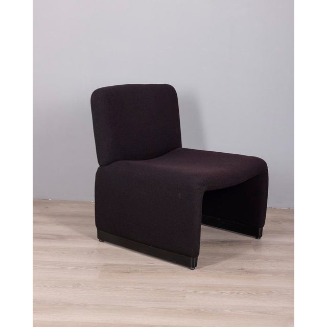 Set of five armchairs with black fabric upholstery, Italian design, 1980s.
