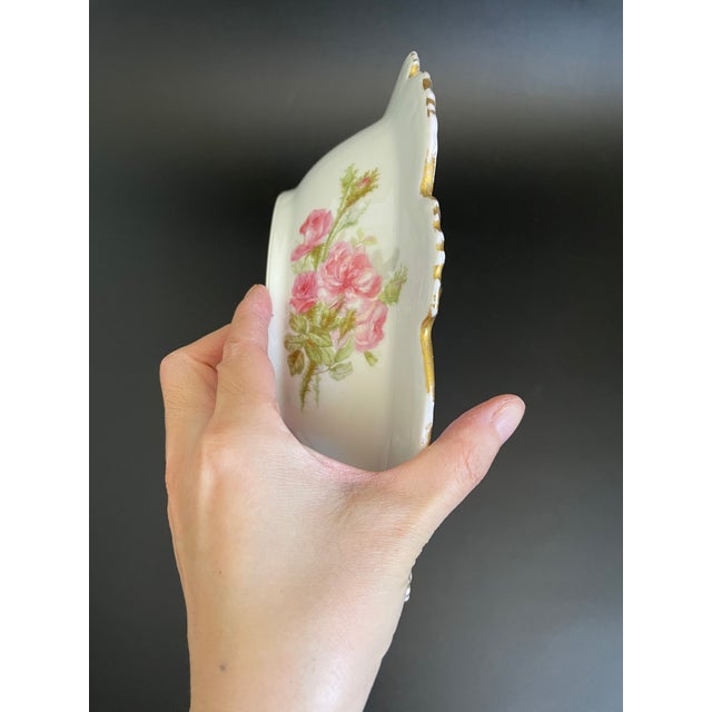 Antique Jean Pouyat Limoges Large Serving Bowl With Pink Roses For Sale - Image 11 of 13