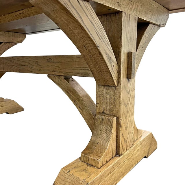 Solid Oak Timber Frame Trestle Table Chairish