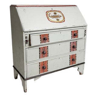 Vintage Handpainted Secretaire with Drawers For Sale