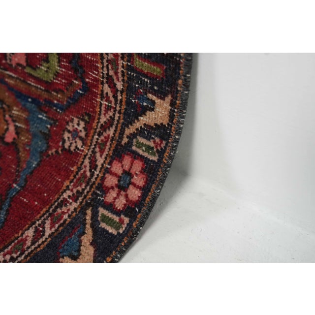 Textile 1970s Vintage Persian Handmade Wool 9x13 Red Area Rug For Sale - Image 7 of 11