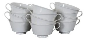 1930s Berlin Kpm Arkadia Urania White Porcelain Tea Cups & Case- 12 Pieces
